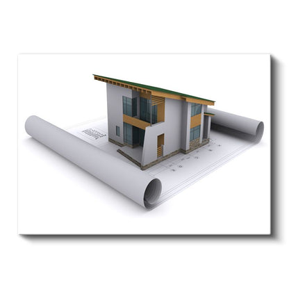 Mimar - Yeşil Çatılı Ev Projesi Kanvas Tablo