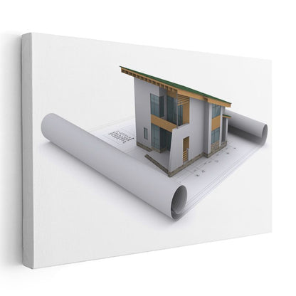 Mimar - Yeşil Çatılı Ev Projesi Kanvas Tablo