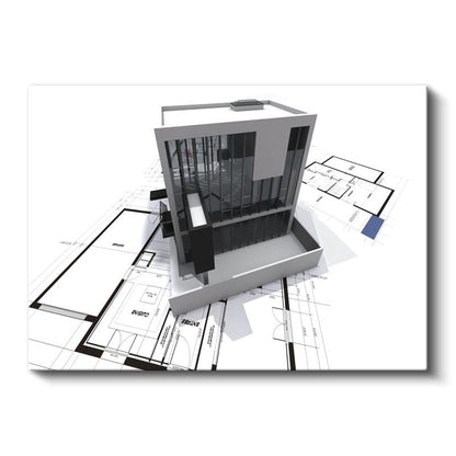 Mimar - Futuristik Bina Tasarım Konsepti ve Mimari İnovasyon Kanvas Tablo