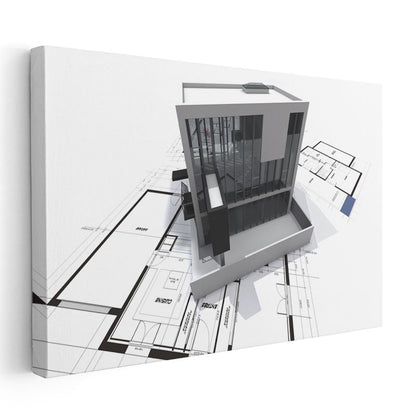 Mimar - Futuristik Bina Tasarım Konsepti ve Mimari İnovasyon Kanvas Tablo