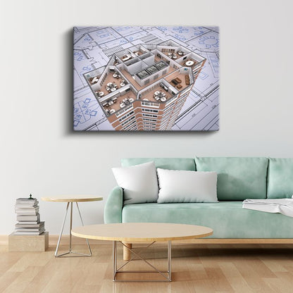 Mimar - Ofis Katı Yerleşim Planı Kanvas Tablo