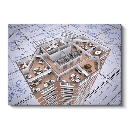 Mimar - Ofis Katı Yerleşim Planı Kanvas Tablo