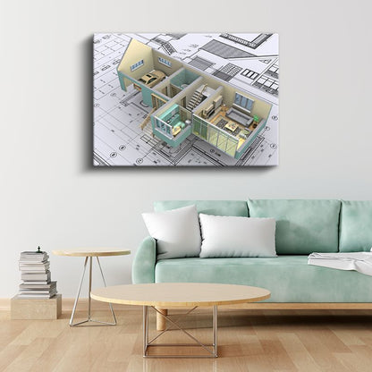 İç Mimar - Villa Kesit Tasarımı Kanvas Tablo