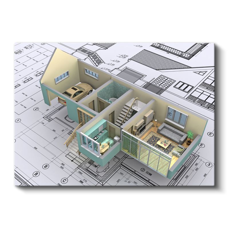 İç Mimar - Villa Kesit Tasarımı Kanvas Tablo