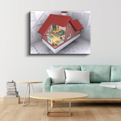 Mimar - Müstakil Ev Kesit Projesi Kanvas Tablo