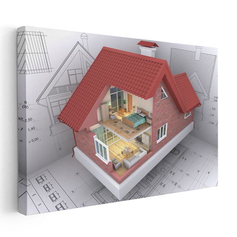 Mimar - Müstakil Ev Kesit Projesi Kanvas Tablo
