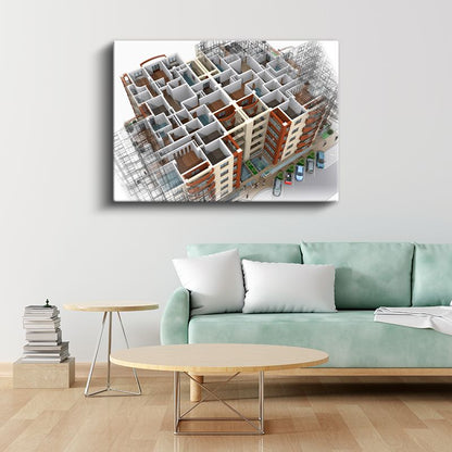 İnşaat Mühendisi - Apartman Kompleksi Projesi Kanvas Tablo