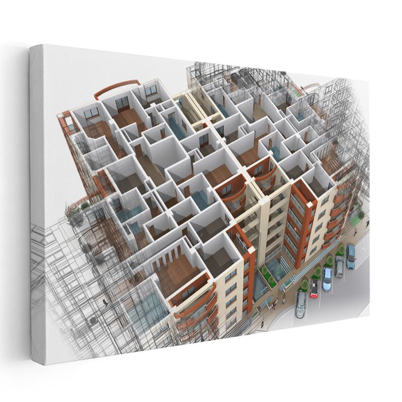 İnşaat Mühendisi - Apartman Kompleksi Projesi Kanvas Tablo