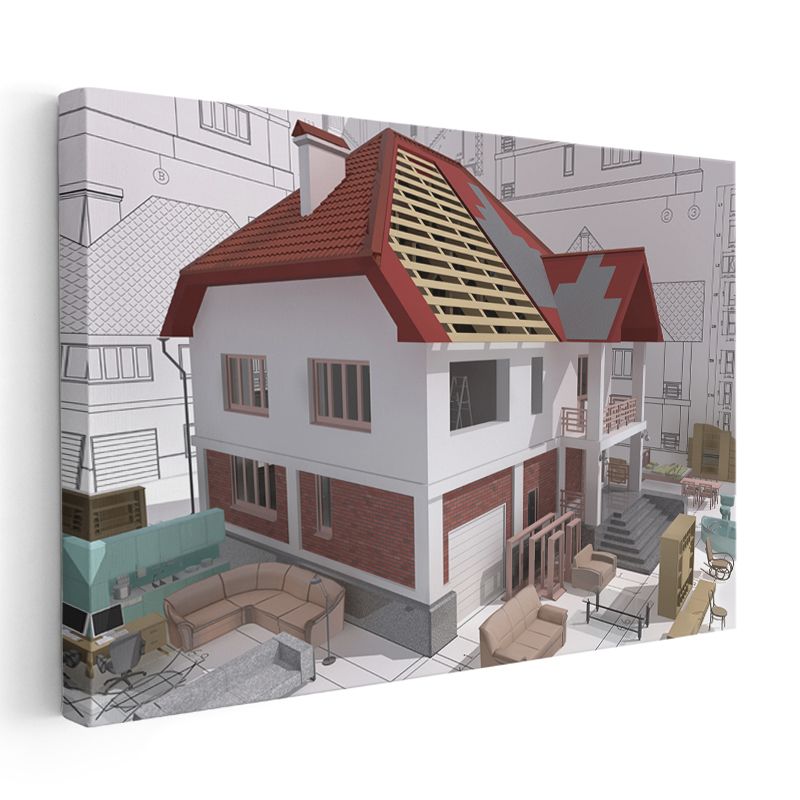 Mimar - Konforlu Modern Konut Tasarımı ve Detayları Kanvas Tablo