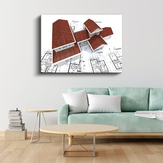 Mimar - Üstten Görünüm Tasarımı Kanvas Tablo