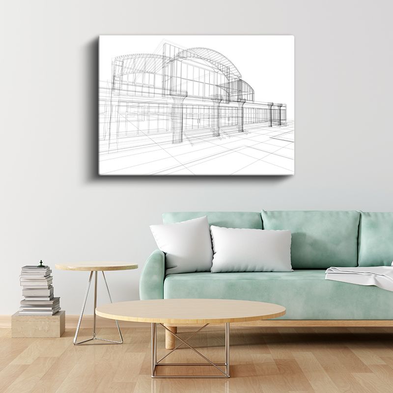 Mimar - Yapı Tasarım Eskizi Kanvas Tablo