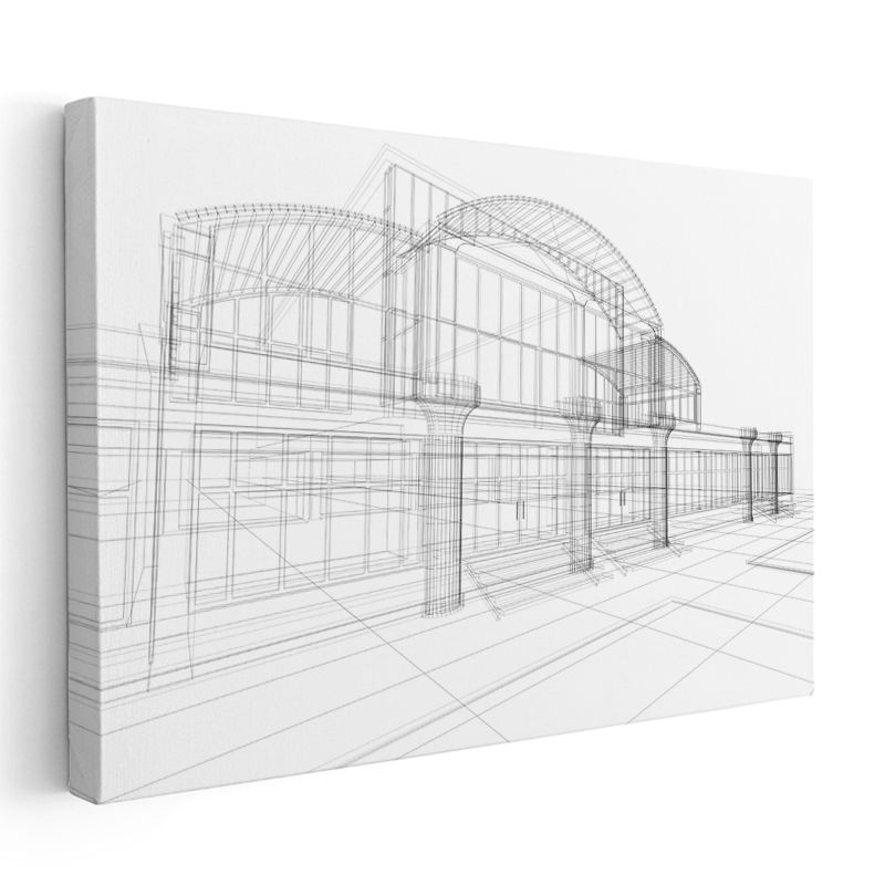 Mimar - Yapı Tasarım Eskizi Kanvas Tablo