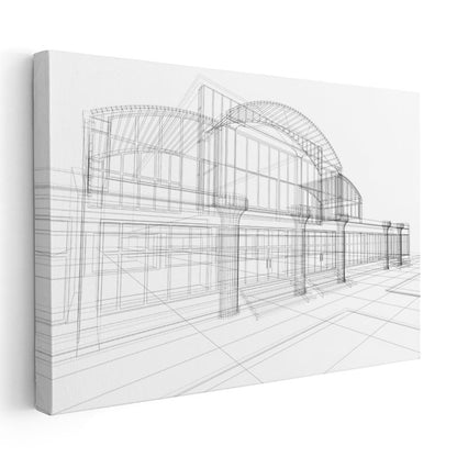 Mimar - Yapı Tasarım Eskizi Kanvas Tablo