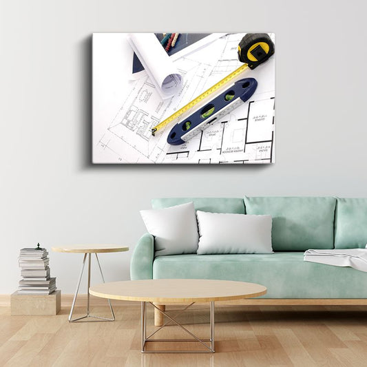 Mimar - Ölçüm ve Plan Detayları Kanvas Tablo