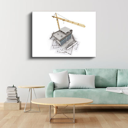 İnşaat Mühendisi - Bina İnşaat Süreci Kanvas Tablo