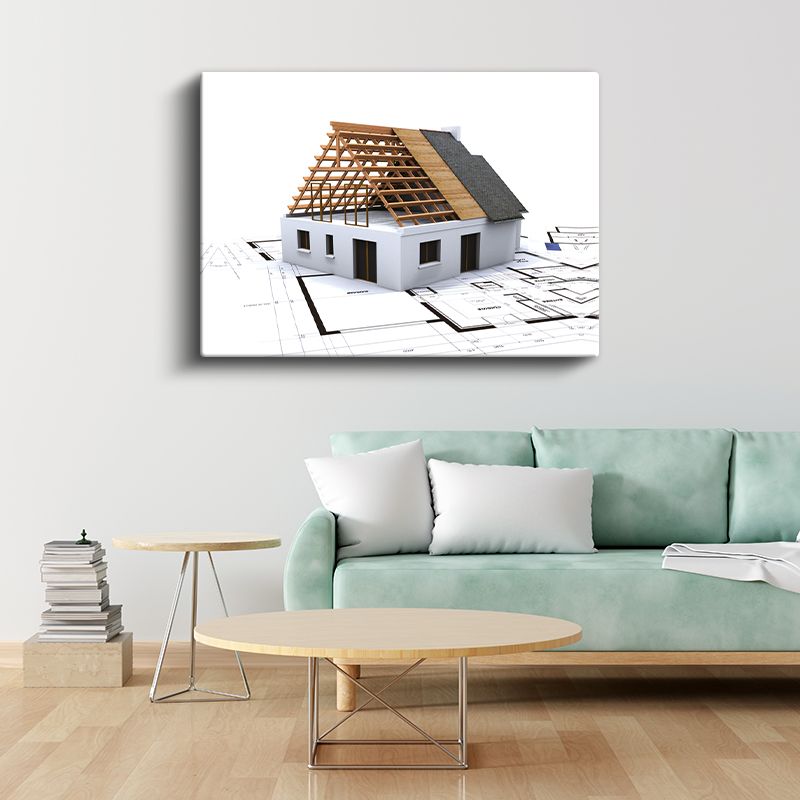 Müteahhit - Çatı Konstrüksiyon Aşaması Kanvas Tablo