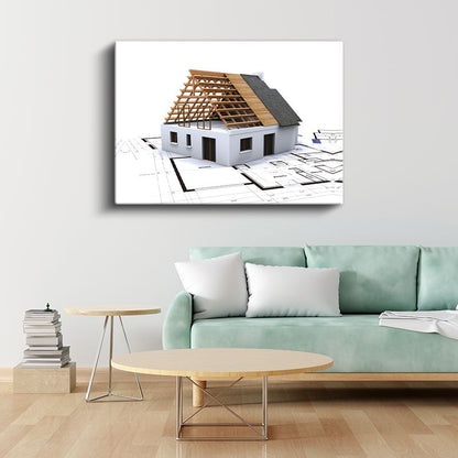 Müteahhit - Çatı Konstrüksiyon Aşaması Kanvas Tablo