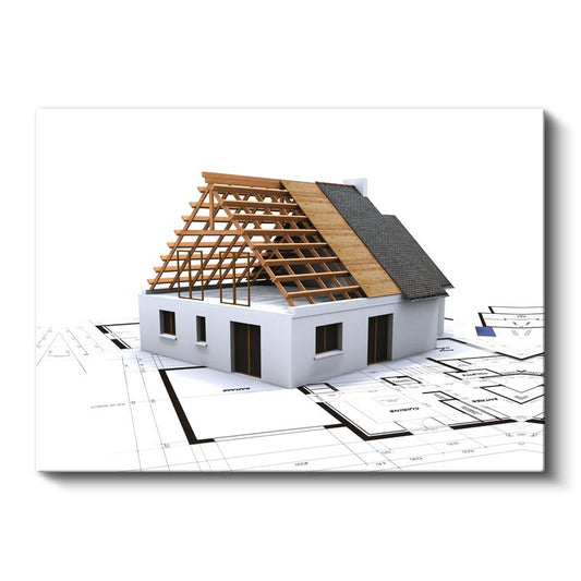 Müteahhit - Çatı Konstrüksiyon Aşaması Kanvas Tablo