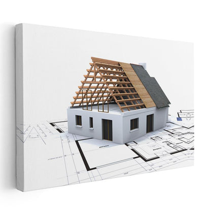 Müteahhit - Çatı Konstrüksiyon Aşaması Kanvas Tablo