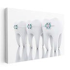 Yatay Kanvas Tablo Sıralı Diş Modeli Ve Teller Diş Hekimi Tablosu Ev Ofis Duvar Dekoru
