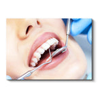 Yatay Kanvas Tablo Metal Sond İle Diş Muayene Detayı Diş Hekimi Tablosu Ev Ofis Duvar Dekoru