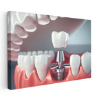 Yatay Kanvas Tablo İmplant Vidası Yerleştirme Kesiti Diş Hekimi Tablosu Ev Ofis Duvar Dekoru