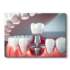 Yatay Kanvas Tablo İmplant Vidası Yerleştirme Kesiti Diş Hekimi Tablosu Ev Ofis Duvar Dekoru