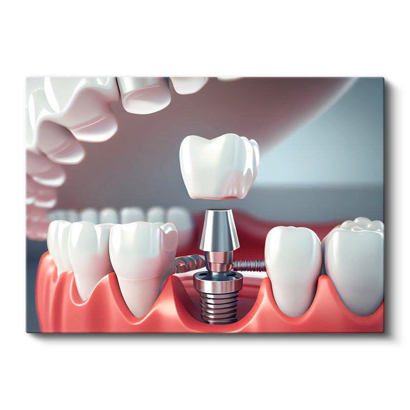 Yatay Kanvas Tablo İmplant Vidası Yerleştirme Kesiti Diş Hekimi Tablosu Ev Ofis Duvar Dekoru