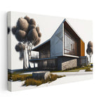 Yatay Kanvas Tablo Keskin Hatlı Betonarme Yapı Tasarımı Mimar Tablosu Ev Ofis Duvar Dekoru