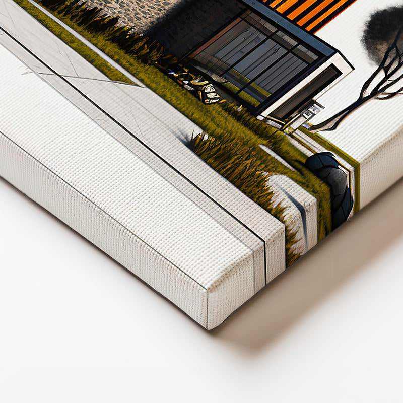 Yatay Kanvas Tablo Keskin Hatlı Betonarme Yapı Tasarımı Mimar Tablosu Ev Ofis Duvar Dekoru