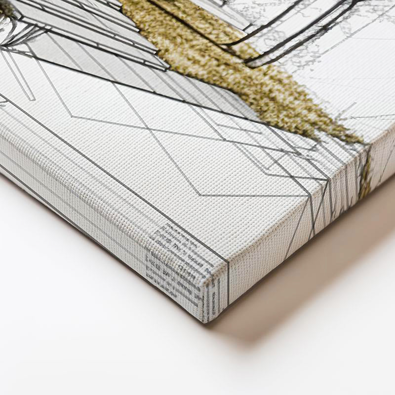 Yatay Kanvas Tablo Doğa İçinde Modern Konut Projesi Mimar Tablosu Ev Ofis Duvar Dekoru