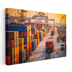 Yatay Kanvas Tablo Liman Vinçleri Ve Konteynerler Lojistik Uzmanı Tablosu Ev Ofis Duvar Dekoru