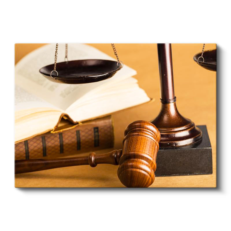 Yatay Kanvas Tablo Hukuk Kitapları Ve Adalet Seti Avukat Tablosu Ev Ofis Duvar Dekoru