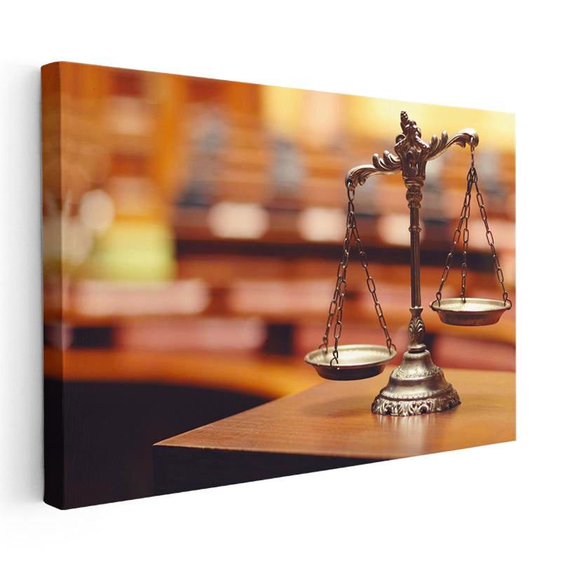 Yatay Kanvas Tablo Pirinç Adalet Terazisi Avukat Tablosu Ev Ofis Duvar Dekoru