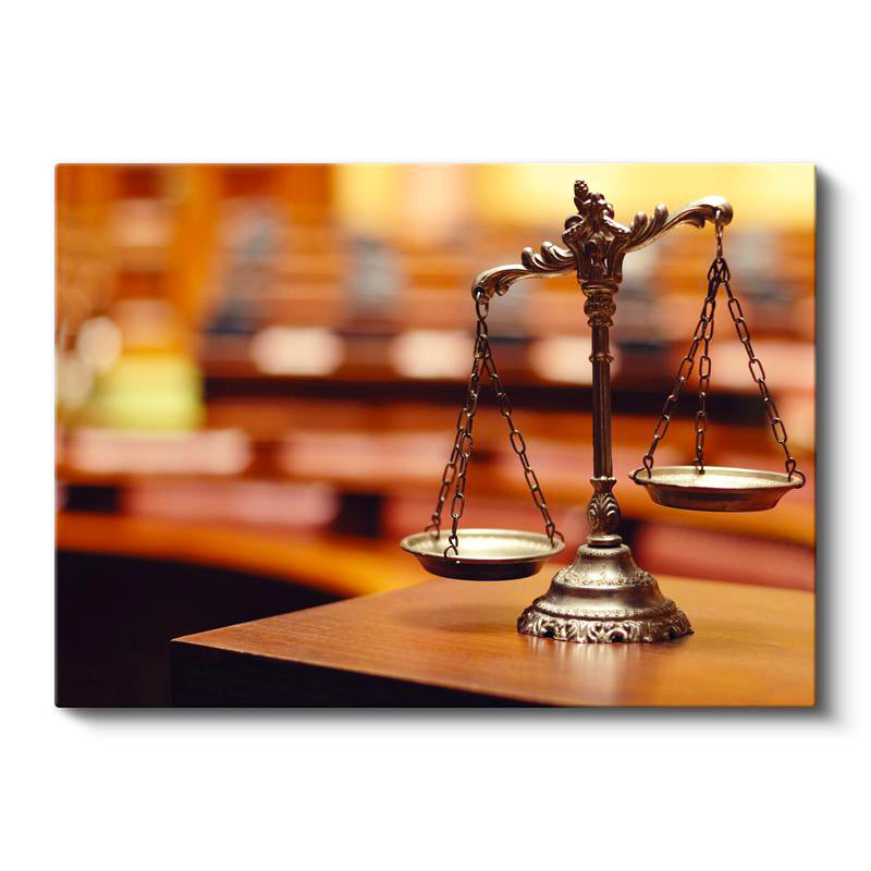 Yatay Kanvas Tablo Pirinç Adalet Terazisi Avukat Tablosu Ev Ofis Duvar Dekoru