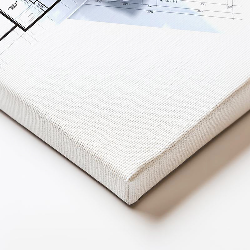 Yatay Kanvas Tablo Gri Tonlu Detaylı Mimari Kat Planı Mimar Tablosu Ev Ofis Duvar Dekoru