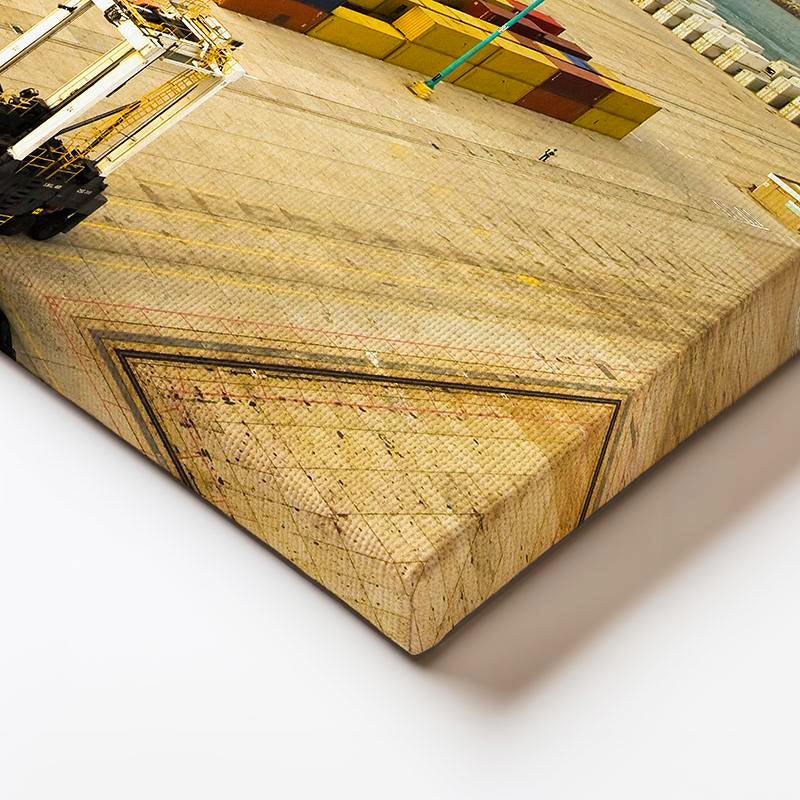 Yatay Kanvas Tablo Konteyner Sahası Ve Yük Gemisi Lojistik Uzmanı Tablosu Ev Ofis Duvar Dekoru