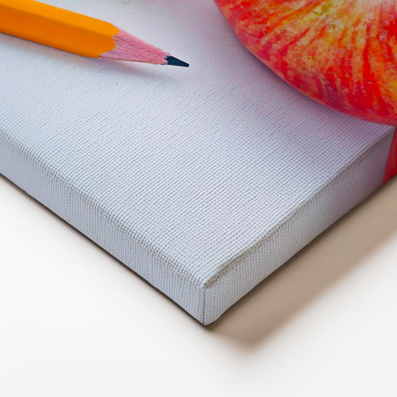 Yatay Kanvas Tablo Kırmızı Elma Ve Not Defteri Diyetisyen Tablosu Ev Ofis Duvar Dekoru