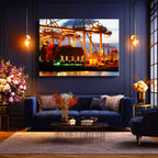 Yatay Kanvas Tablo Yükleme Vinçleri Ve Konteynerler Lojistik Uzmanı Tablosu Ev Ofis Duvar Dekoru