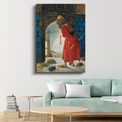 Osman Hamdi Bey - Kaplumbağa Terbiyecisi Kanvas Tablo