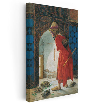 Osman Hamdi Bey - Kaplumbağa Terbiyecisi Kanvas Tablo