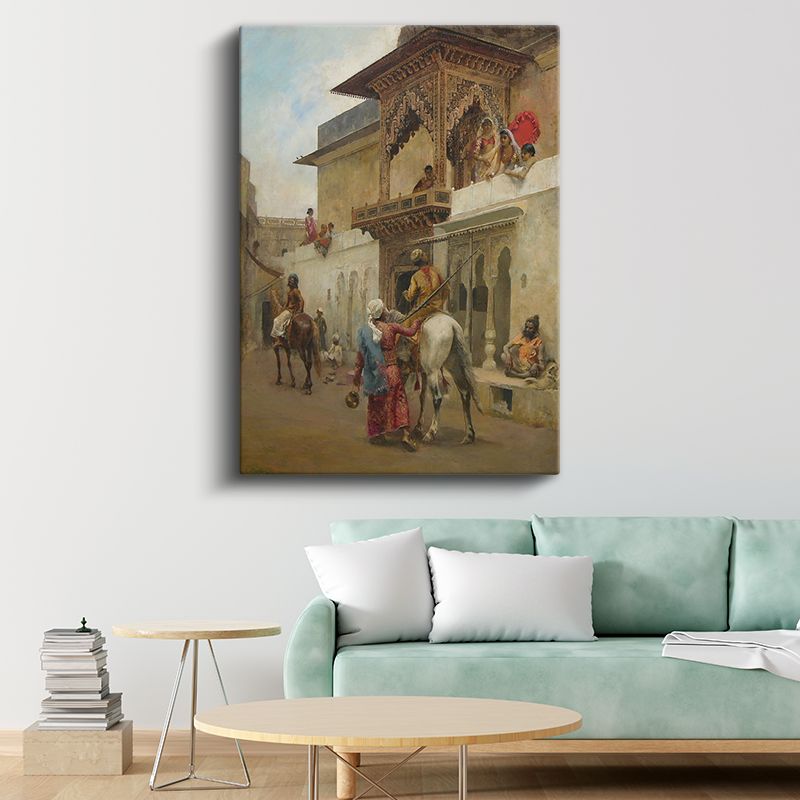 Saray Yaşamı - Osmanlı Konağı Önünde Atlılar Kanvas Tablo