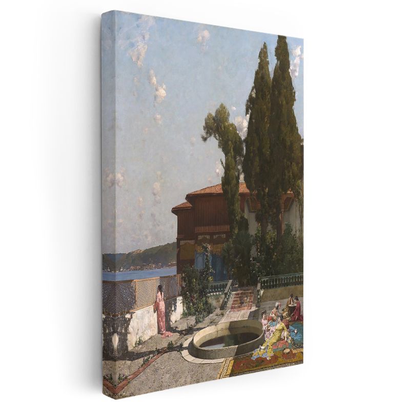 Boğaz Manzarası - Yalı Bahçesinde Gündelik Yaşam Kanvas Tablo