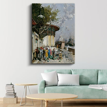 Liman Manzarası - Deniz Kenarında Tüccarlar Kanvas Tablo