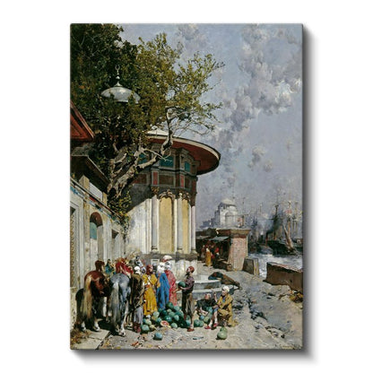 Liman Manzarası - Deniz Kenarında Tüccarlar Kanvas Tablo