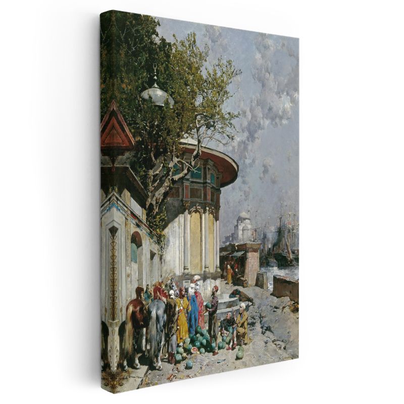 Liman Manzarası - Deniz Kenarında Tüccarlar Kanvas Tablo