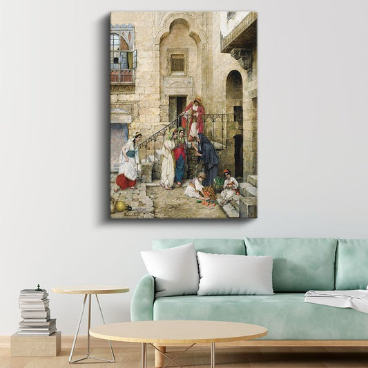 Osman Hamdi Bey - Harem Avlusunda Kadınlar Kanvas Tablo