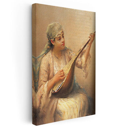 Osmanlı Müzisyeni - Saz Çalan Kadın Kanvas Tablo