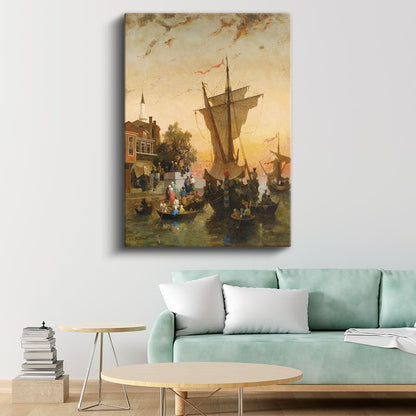 Osmanlı Limanı - Yelkenliler ve Kayıklar Kanvas Tablo