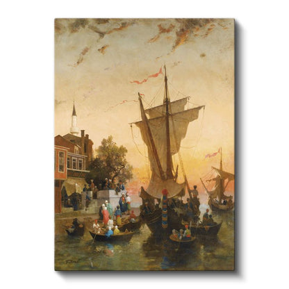 Osmanlı Limanı - Yelkenliler ve Kayıklar Kanvas Tablo